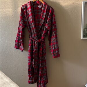 Pajamagram Robe Medium/Large Women's Tartan Plaid Red Pockets Tie